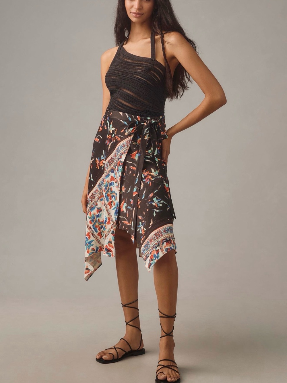 Anthropologie Asymmetrical Wrap Midi Skirt